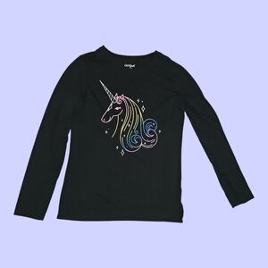 Cat & Jack Black Long Sleeve Unicorn Tee